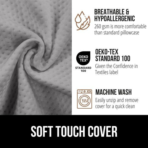 GORILLA GRIP Patented Bed Wedge Pillow for Headboard Gap, Filler Between Mattress Gaps, Comfortable Supportive High Density Cushioned Foam Pillows, Stay in Place Gripping Dots, Queen Soft Gray