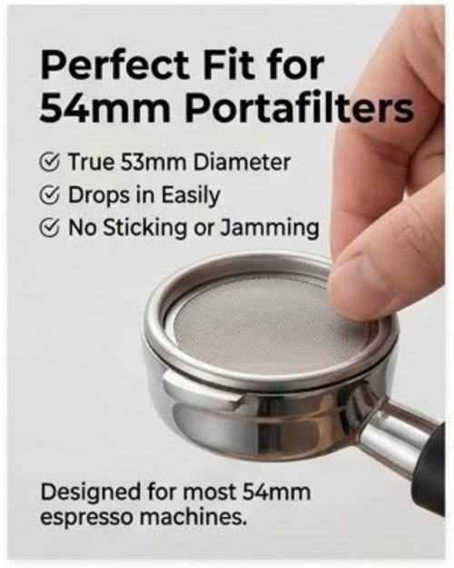 4-Pack 53mm Espresso Puck Screen & Cleaning Blind Disk Set, Compatible with Ninja Luxe Cafe & Breville 54mm Portafilter, 316 Stainless Steel (3x 0.2mm Screen, 1x Blind Disk)