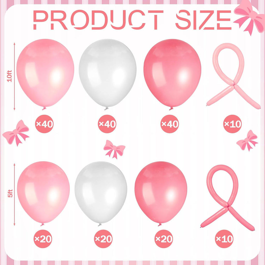 Soulchen Pink Bow Floral Arch Backdrop Set - 3 Covers with 200 Balloons for Wedding & Party Decor | 4/5/6 ft