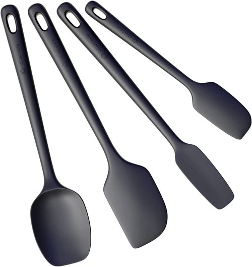 ChefAide Silicone Spatula Set - 4 Pieces, Ergonomic Heat Resistant Rubber Spatulas for Cooking & Baking