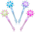 EnrichFun Light Up Frozen Snowflake Wand - Motion Sensitive Magic Princess Toys for Kids | 4 Pack (2 Blue & 2 Pink)