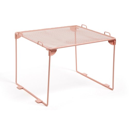 U Brands Mesh Locker Organizer Shelf, 11" x 10" x 8", Peachy Pink, Back to School Essentials, Stackable, Fits Standard Size School Lockers
