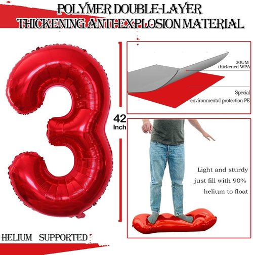 GOER 23rd Birthday Balloons - Jumbo 42 Inch Foil Helium Balloons in Red | Perfect Party Decorations