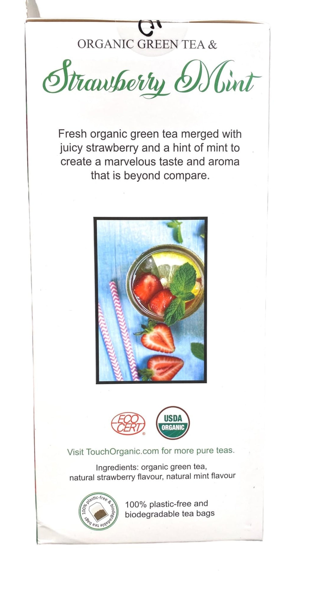 Touch Organic STRAWBERRY MINT GREEN Tea Bags, 40 Bags, 2.5 oz