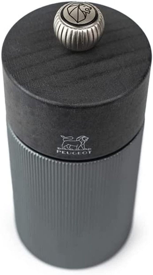 PEUGEOT- Line Pepper Mill - Classic Grind Adjustment - Aluminum and PEFC Certified Wood-Made in France - Carbon Color. 12 cm -4.75"