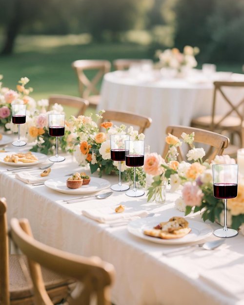 YOUBET 36 Pack Clear Plastic Wine Glasses - 10 OZ Disposable Square Wine Glasses with Stem for Wedding & Party & Anniversary