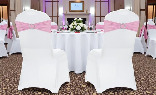MDS Premium Spandex Chair Sashes - Universal Stretch Covers with Buckle Slider | Pack of 25 - Blush Pink