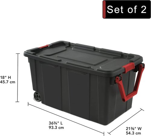 Heavy-Duty Plastic Storage Bins by [Brand Name] - 40 Gallon Capacity, Stackable with Durable Lids & Secure Latching Buckles | 2 Pack
