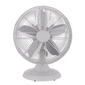 Good Housekeeping 92602 All-Metal 12" Retro Desk Office Table Fan with Wide Oscillation, 3-Speed Settings & Carrying Handle, Matte White
