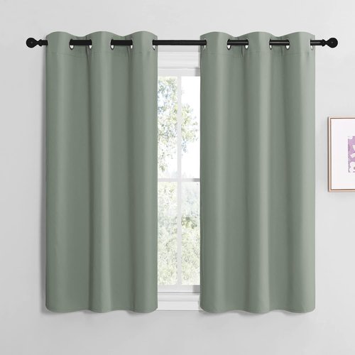 NICETOWN Greyish Green Room Darkening Curtains - Thermal Insulated Grommet Drapes (Set of 2, 42" x 48")