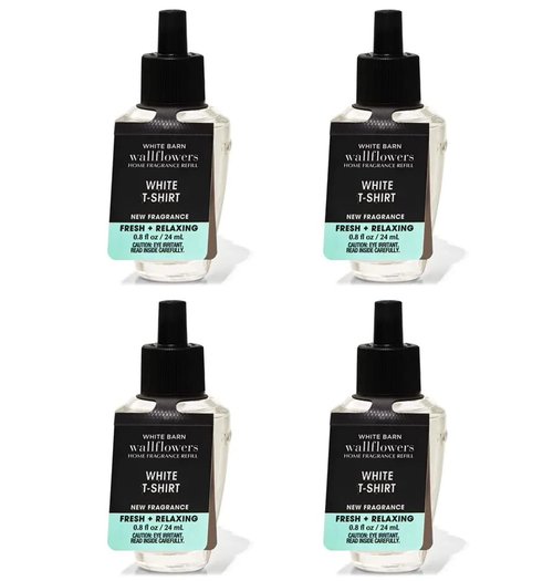 Bath & Body Works White T-Shirt WallFlowers Fragrance Refill 0.8 Oz 4 Pack (White T-Shirt) 3.2 Fl Oz
