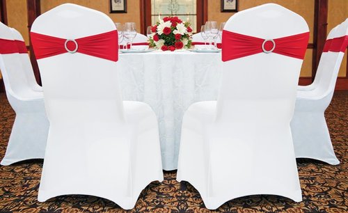 MDS Spandex Chair Sashes - 200 Pack Elastic Stretch Bands with Buckle Slider for Wedding Decor | Red