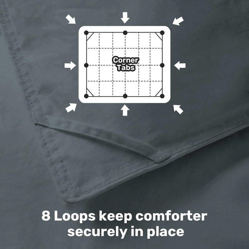 Goose Feather Comforter Queen Size, Duvet Insert All Season Queen, Bed Comforter Quilted Hotel Luxury Fluffy 100% Cotton Blanket with 8 Corner Tabs, 90 x 90 Inch, Grey, Machine Washable