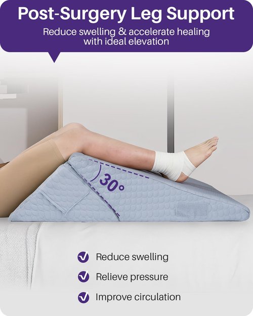 Kekoy Adjustable 9 & 12 Inch Wedge Pillow for Sleeping Apnea, Acid Reflux Relief, Back Pain, Snoring & Post Surgery Recovery, Memory Foam Bed Wedge Pillow with Removable Washable Cover & Handle-Grey