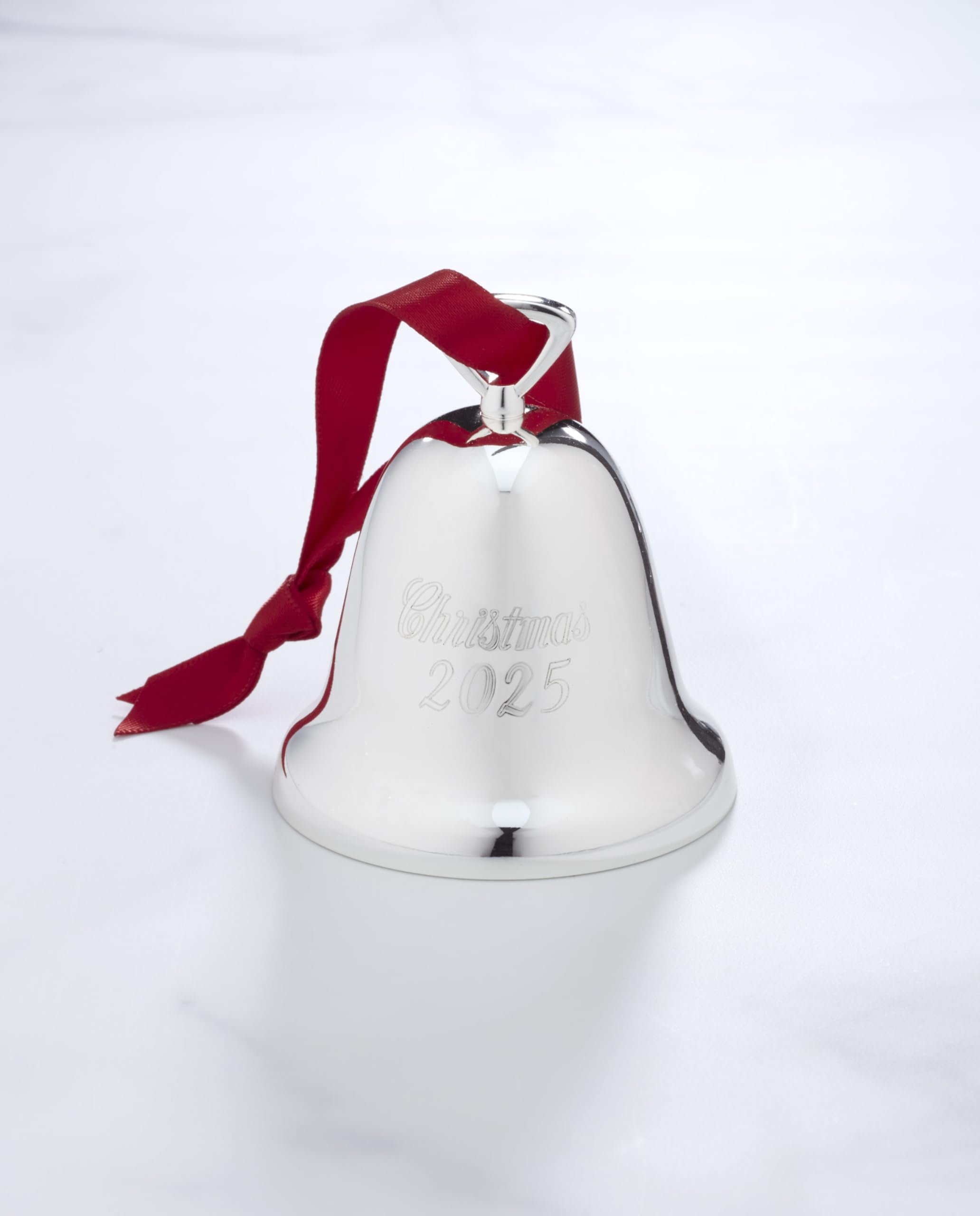 Reed and Barton Ornaments, 2025 Annual Christmas Bell Silverplate Ornament, Christmas Tree Decorations, Includes a Red Ribbon for Hanging, Winter Tree Decor, Winter Decorations (Silver, 1 Piece)