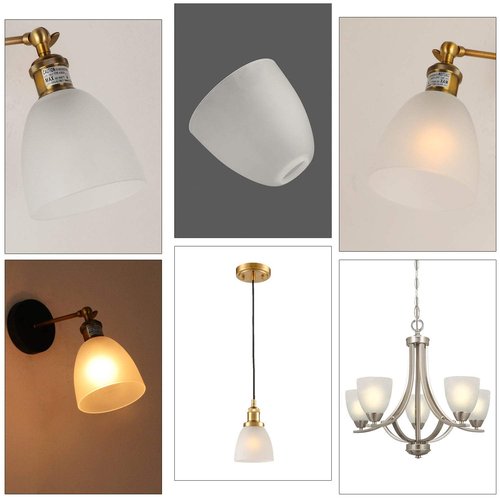 Anmire 4 Pack Frosted Glass Shade, Bell Shaped Light Fixture Replacement Glass Lamp Globe or Cover with 1-5/8-Inch Fitter for Chandelier Wall Sconce Pendant Light G0109