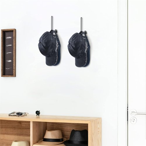 Mkono Hat Organizer - Space-Saving Wall Rack for 20 Baseball Caps | Set of 2, Black, Modern Design