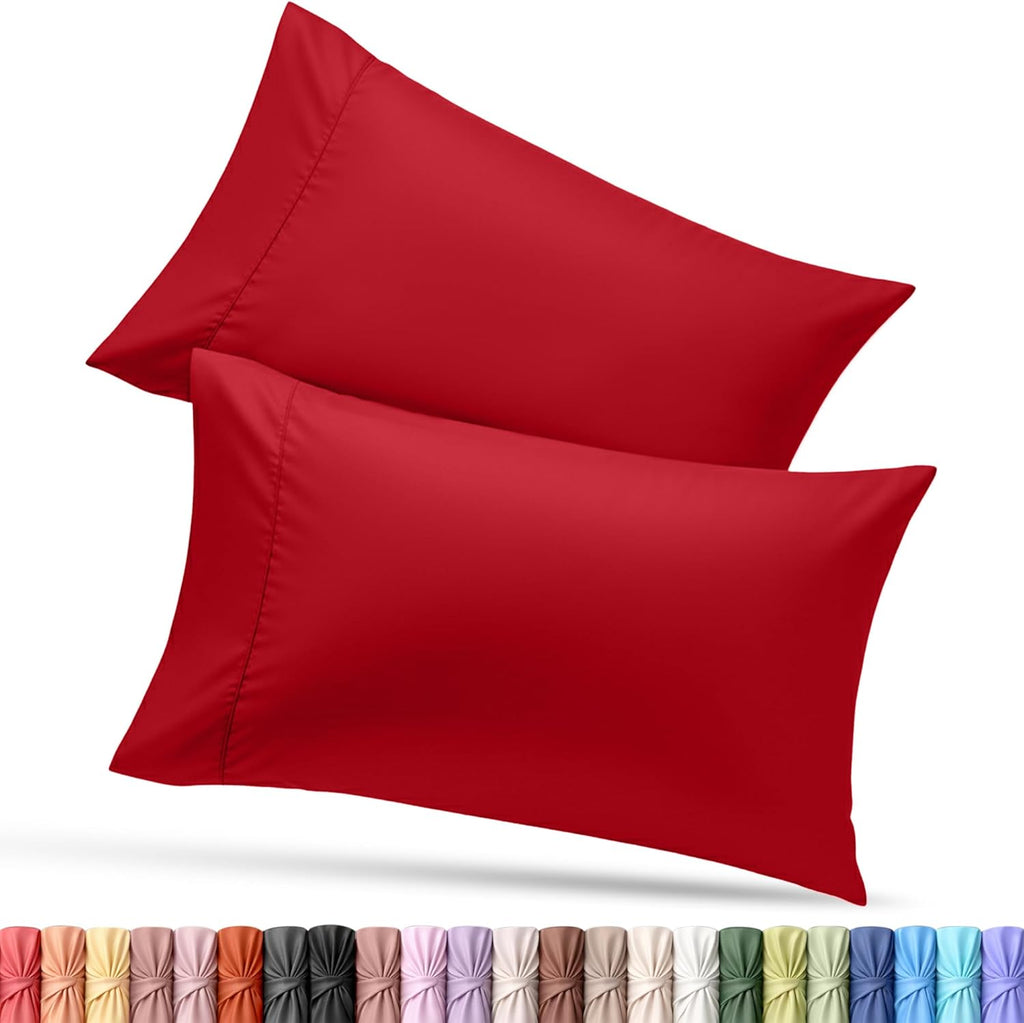Utopia Bedding Queen Pillow Cases - Soft Brushed Microfiber - 2 Pack, Fade Resistant, 20 x 30 Inches | Red
