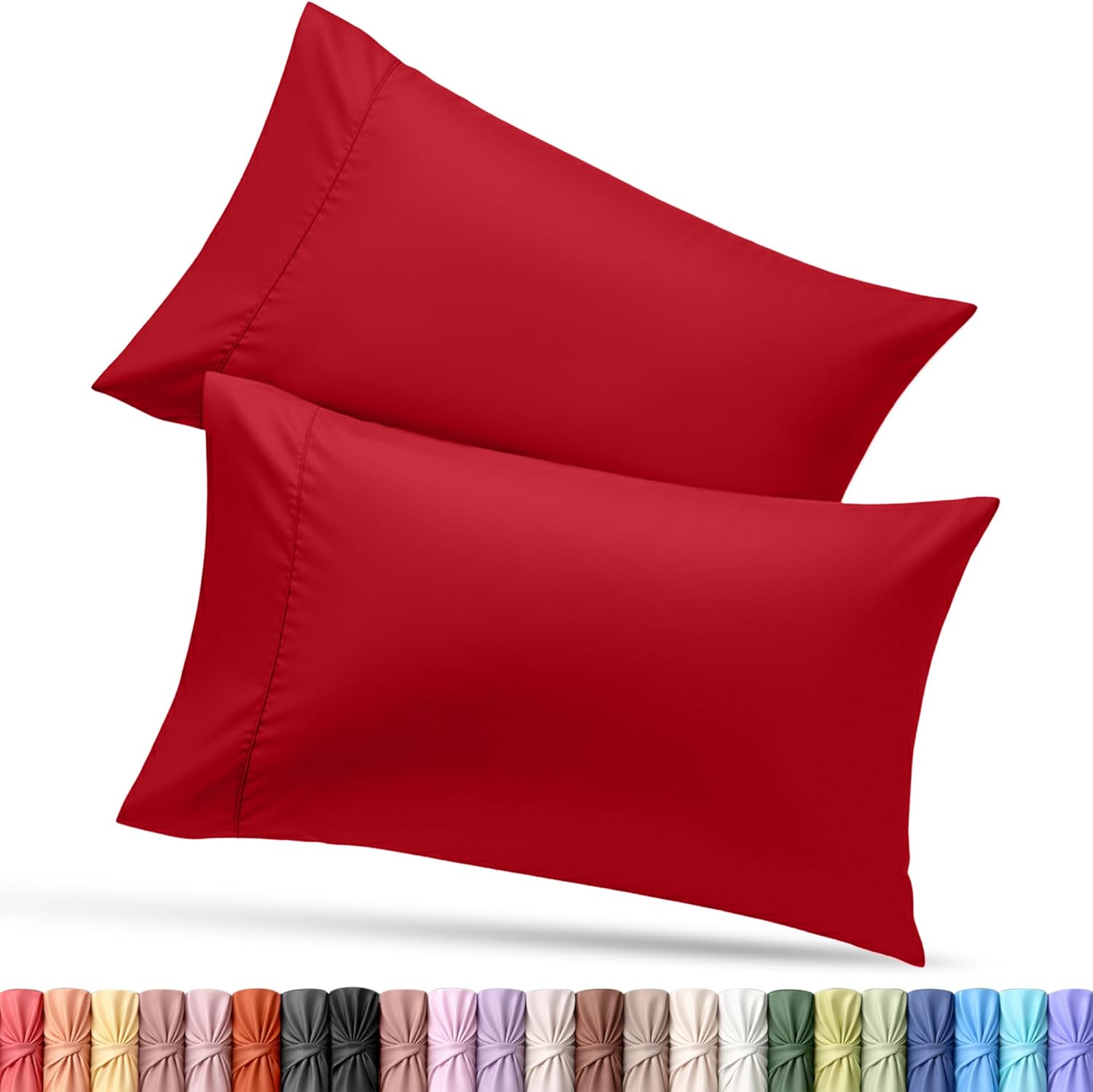 Utopia Bedding Queen Pillow Cases - Soft Brushed Microfiber - 2 Pack, Fade Resistant, 20 x 30 Inches | Red