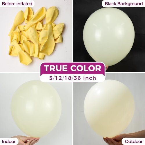 Bezente 18-Inch Pastel Yellow Balloons - 30 Pack of Thick Latex Balloons for Birthday & Wedding Decor