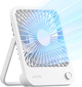 JISULIFE Rechargeable Desk Fan - Foldable Portable Personal Fan with 4 Speed Settings | 4500mAh Battery - White