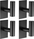 VAEHOLD Heavy-Duty Wall Towel Hooks - Waterproof Sticky Holders for Coats & Clothes | Black, 4 Pack