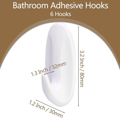 Medium Utility Hooks by [Brand Name] - 6 Pack, Damage-Free Removable Wall Hooks for Heavy-Duty Hanging