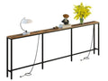 FLORIHOMA 102.4" Behind Couch Table with 2 Fast Charging Stations, 7.1" Narrow Skinny Sofa Table with 4 Power Outlets, 4 USB-A, 2 USB-C for Console Entryway, Rustic Brown