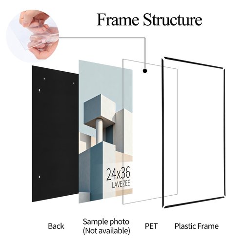 Lavezee 24x36 Poster Frame 6 Packs, Lightweight Poster Frames Display 24 x 36 Inch Photo Picture Artwork for Wall