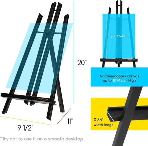 MEEDEN Tabletop Easel Stand - 20" x 12 Pack Pine Wood Mini Easels for Signs & Paintings - Black