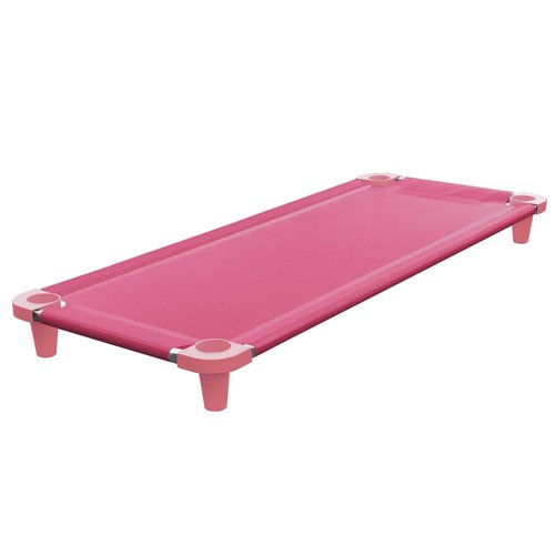 Acrimet Nap Cot for Kids, Portable Toddler Child Bed, Stackable, 52" L (Stainless Steel Tubes) (Pink Breathable Mesh Fabric - Pink Feet) (1 Pack)