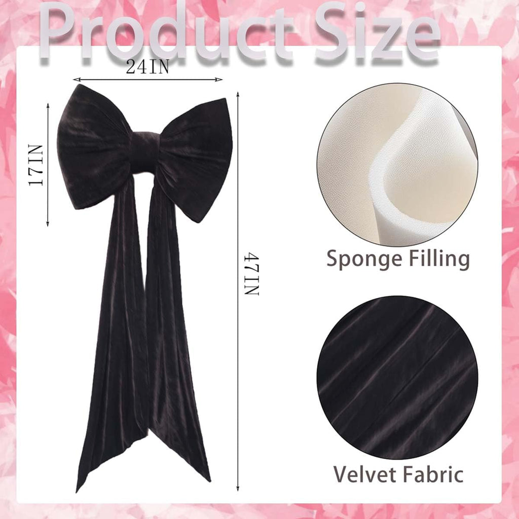 Skiennix Large Coquette Bow - Giant Backdrop Decoration for Weddings & Parties | 24x47 Inch (Black)