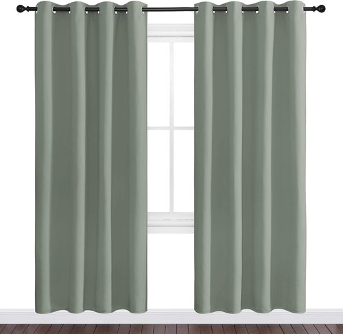 NICETOWN Greyish Green Blackout Curtains - Sound Reducing & Heat Blocking | 78" Long, 55" Wide (2 Pieces)