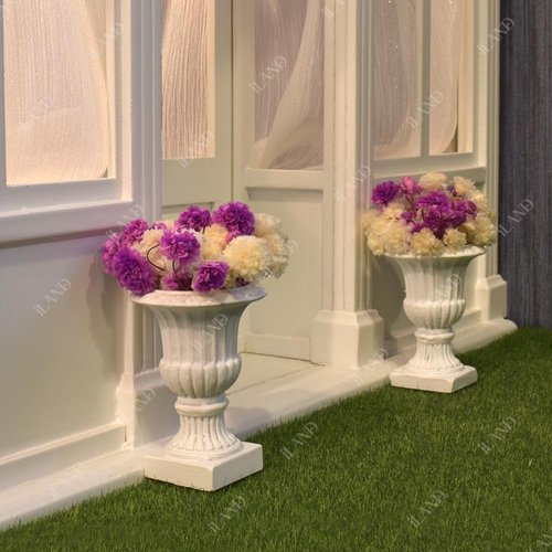 iLAND Miniature Dollhouse Accessories - 2pcs Decorative Plants with Dry Flowers | Mini Urn Planters