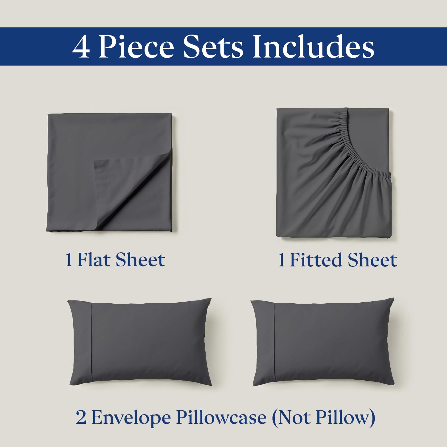 SKY BEDDINGS 100% Cotton Full Sheets - 400 Thread Count Sateen Weave, Cooling, Hotel Luxury 4 Piece Full Size Bed Sheets Set with 15" Deep Pockets, Breathable Cotton Full Size Sheets - Light Grey