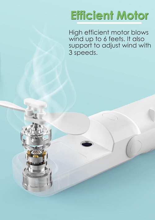 HonHey Handheld Misting Fan - Portable 1500mAh Rechargeable Water Spray Fan | 90° Rotatable, Ideal for Home & Travel
