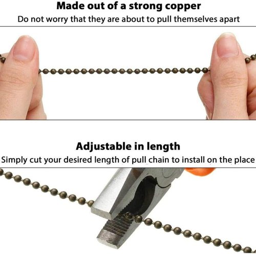 SUR-CIEL 4PCS Ceiling Fan Pull Chain, Fan Pull Chain Extension, Pull Chains for Ceiling Fans and Lights, Light Pull Chain Extension with 12 Inches 3mm Diameter Ball Chain