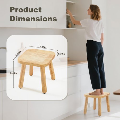 Frogprin Solid Wooden Step Stool for Kids Adults, Short Chair Toddlers Plant Stool, Kids Stool Perfect Matched Sensory Table, Multi-Purpose Sitting for Kitchen Playroom Bathroom Bedroom (2 Pack)