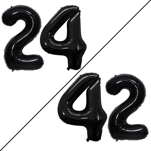 GOER Jumbo 42-Inch Black Foil Balloons - Perfect for 24th & 42nd Birthday Party Decorations