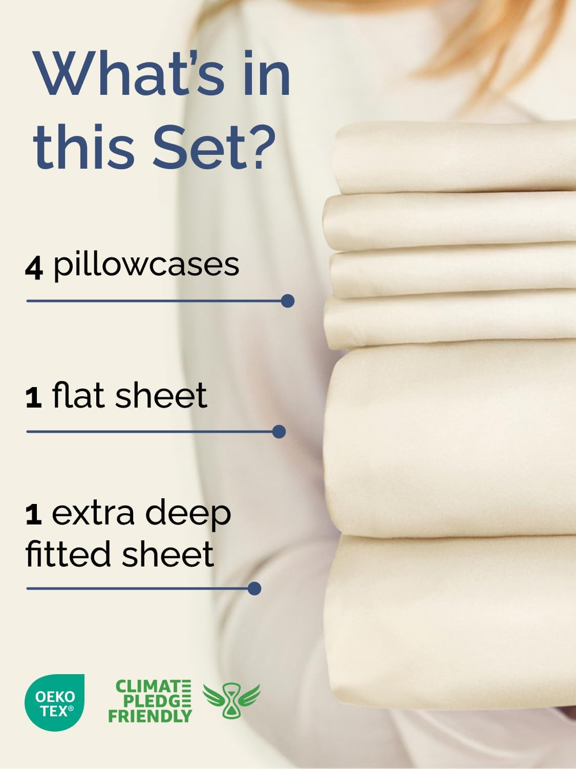 Skiennix Extra Deep King Sheet Set - 6 Piece Breathable Cooling Bedding - Soft, Wrinkle-Free Off White