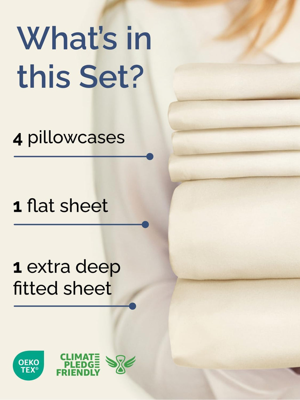 Skiennix Extra Deep Queen Sheet Set - 6 Piece Breathable Cooling Bedding - Soft Wrinkle-Free Off White