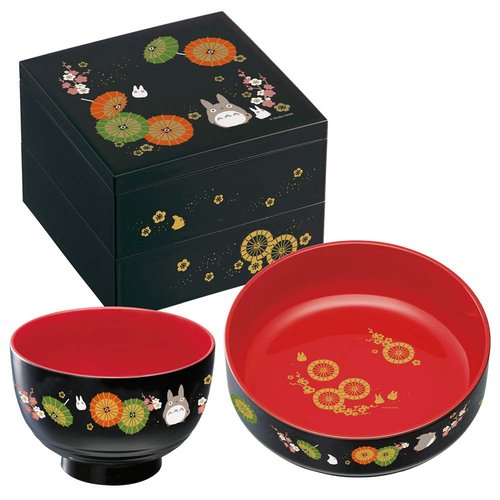Studio Ghibli - My Neighbor Totoro - Totoro, Skater Traditional Japanese Lacquer Ware - 2 Tier Bento Box