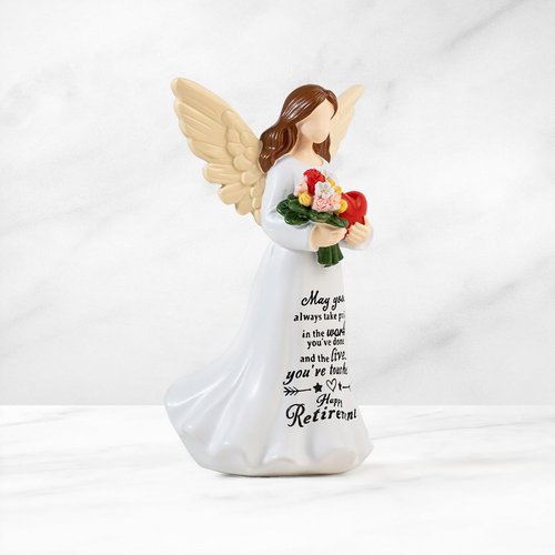 Angel Figurine by [Brand Name] - 7.1" Retirement Gift for Women | Perfect Farewell Decor with Happy Retirement Card