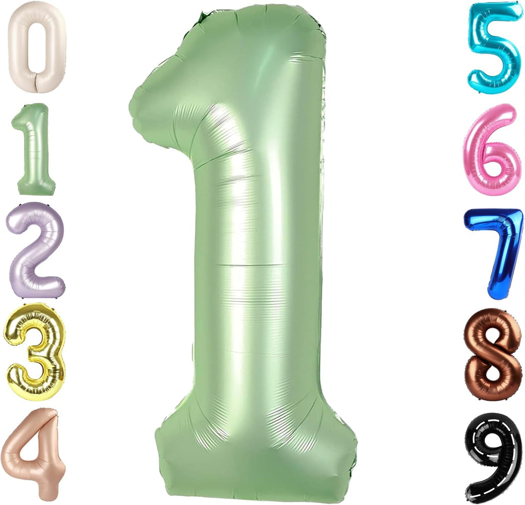 Number Balloons - 40 Inch Olive Green 1 Balloon for 1st Birthday Party Decorations