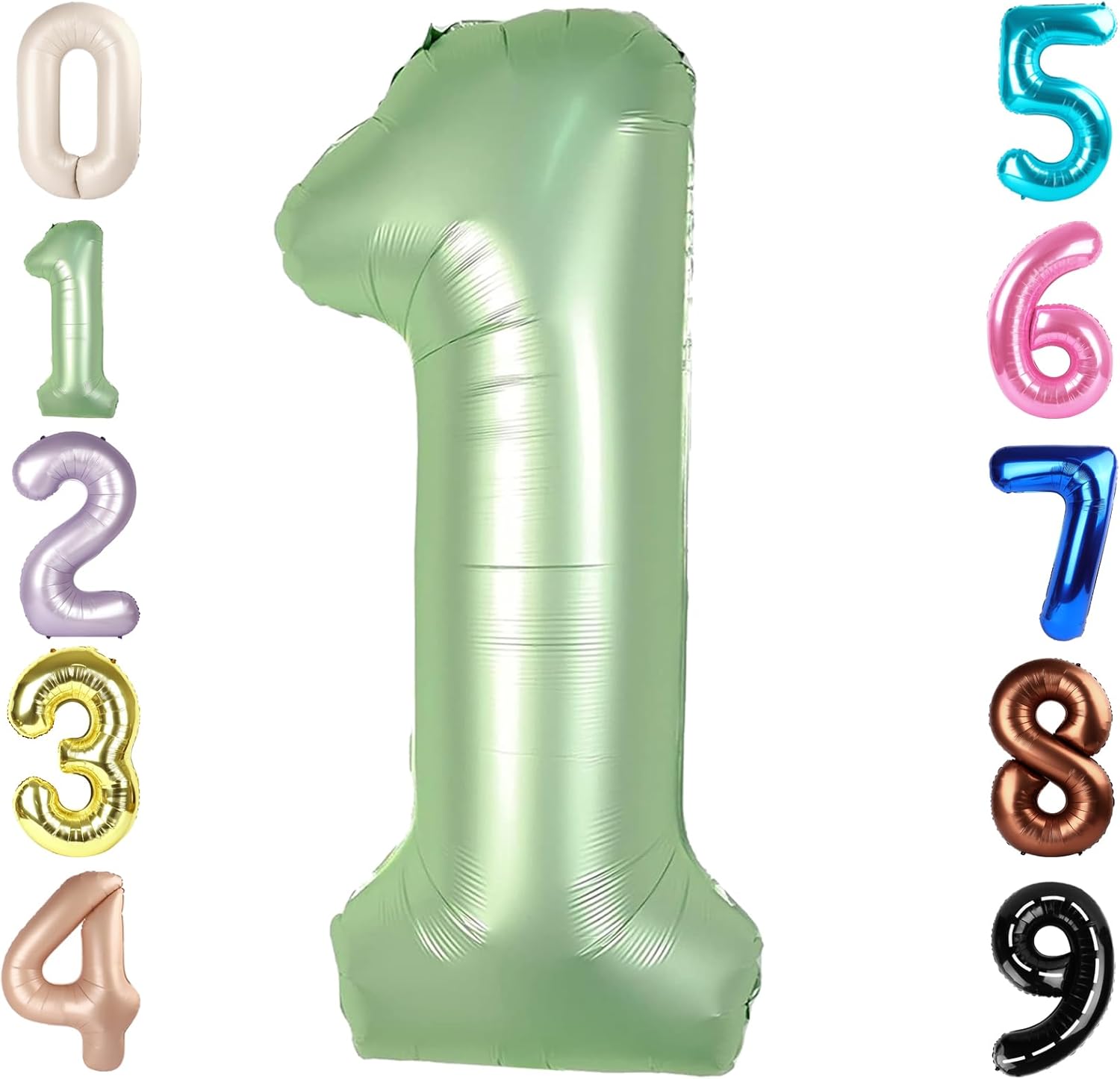 Number Balloons - 40 Inch Olive Green 1 Balloon for 1st Birthday Party Decorations