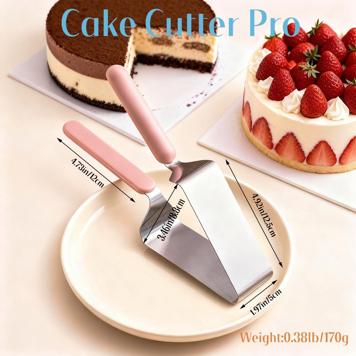 SerniaXin Stainless Steel Cake Cutter for Wedding, Birthday, Baking - Heavy-Duty Rust-Proof Blade with Double Non-Slip Ergonomic Handle, Safe Pastry & Pie Slicing Tool (1)