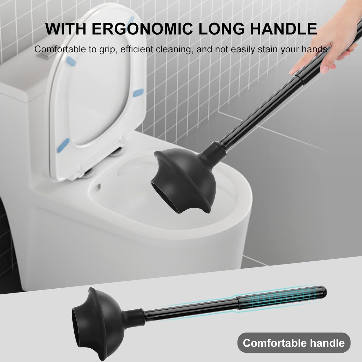 SetSail Toilet Brush and Plunger Set | Heavy-Duty Bathroom Cleaning Tools - Black