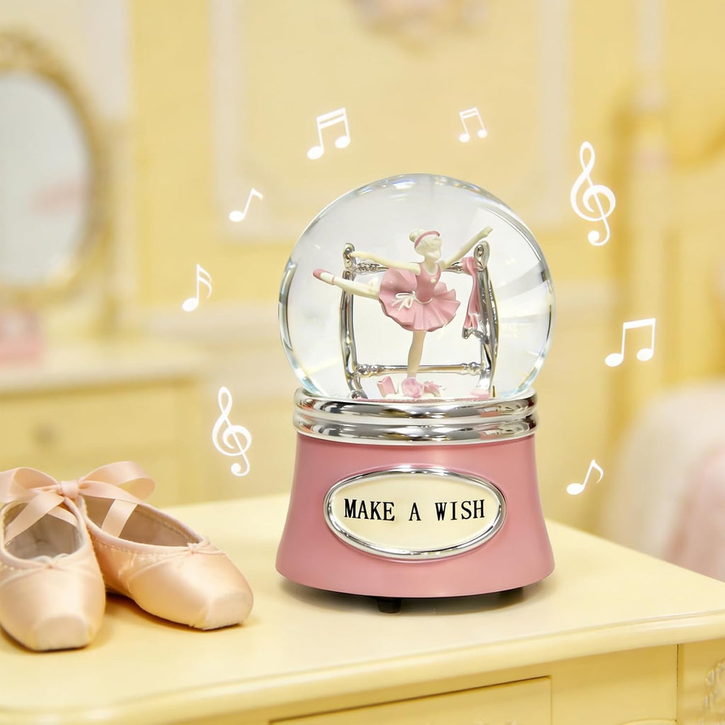 Skiennix Ballerina Snow Globe - Rotating Musical Dance Box | 100MM Water Globe Plays Fur Elise