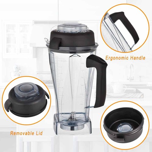 EastFune for Blenders 64Oz Container, replace 5000 5200 6300 6500 7500 Pro 200 500 750 vm0101 vm0102 E310 320 etc, compatible with Classic/Explorian/Professional/Propel Series Pitcher Jar Cup