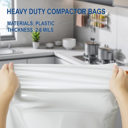 20 Count Trash Compactor Bags,Fits 15 Inch Rectangular Drawer Compactors, White Heavy Duty Compressed For Home Office Kitchen Bathroom Bedroom Pets Livingroom, 15 Gallon Capacity